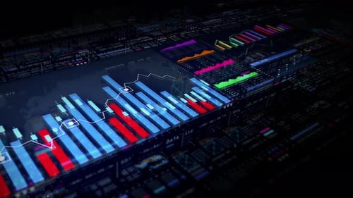 Animated Business Data Dashboard with Futuristic Interface