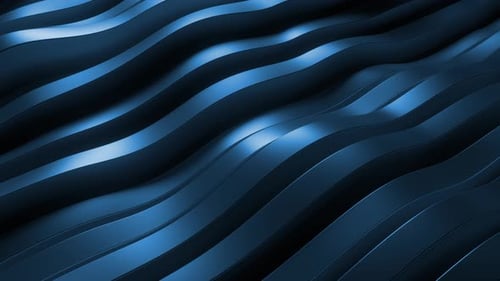 Abstract dark blue waving lines background. 3d loop animation 4k