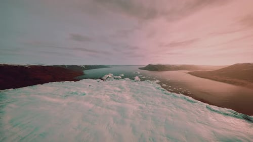 Environmental Expert Surveys Melting Ice with Drone Equipment