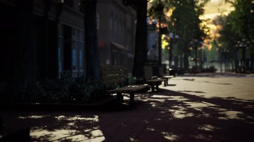 Smooth Camera Movement Through Sunlit City Park