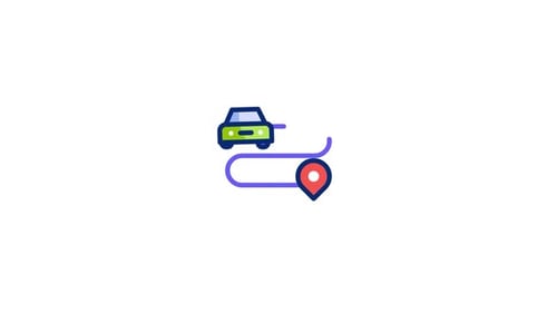 Animated Car Icon Following Route to Location Pin