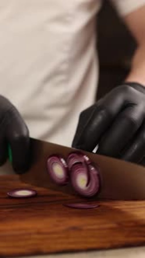 Chef prepares a delicious salad in a restaurant