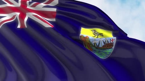 Saint Helena Flag Waving in Realistic Motion
