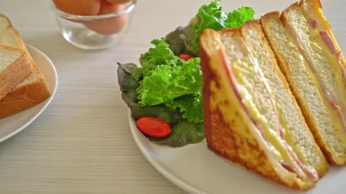 Delicious Ham and Cheese Sandwich with Salad