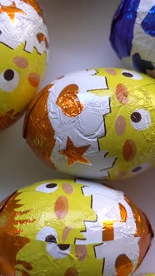 Vertical Video of Easter Cholocate Eggs
