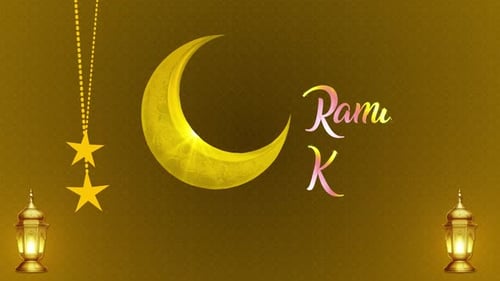 Festive Ramadan Kareem Design with Crescent Moon and Lanterns