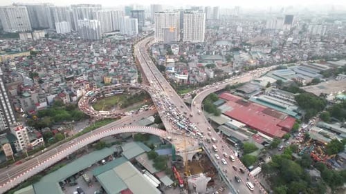 Aerial View of Urban Traffic Congestion