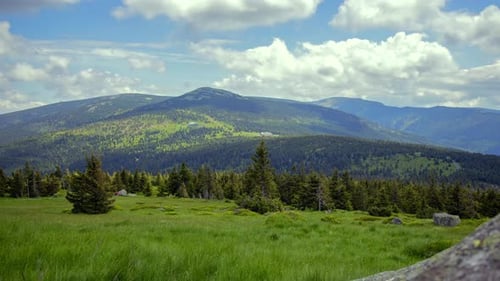 Scenic Meadow and Mountains in the Countryside