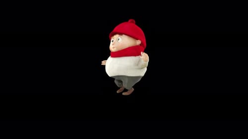Cute Animated Character Walking with Red Hat