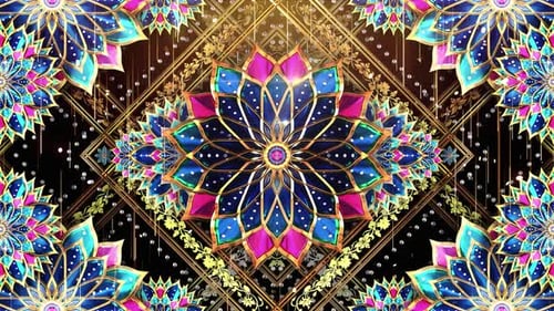 Vibrant Jewel Lotus Mandala Pattern Loop for Celebrations