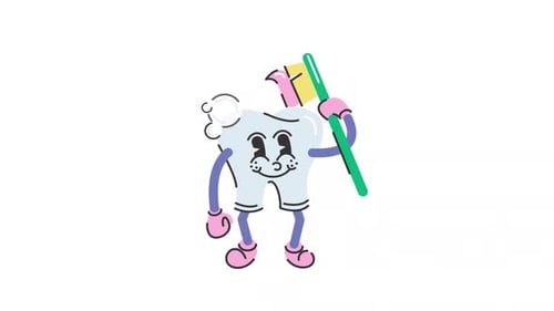 Animated Cartoon Tooth Brushing for Dental Health