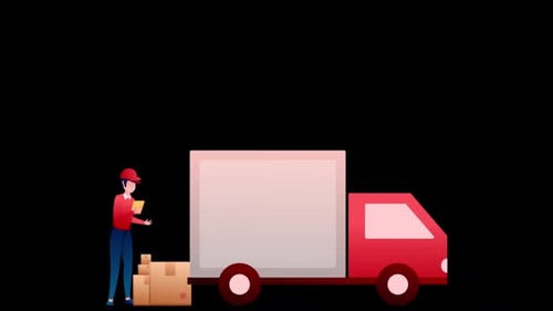 A Courier Delivering Parcels Alpha Channel