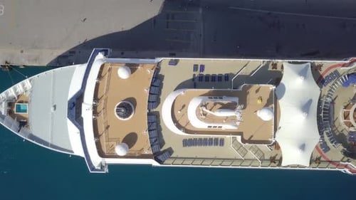 Cruise ship sailing across The Mediterranean sea, Aerial footage