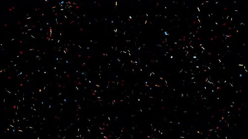 Confetti Particles Explosion and Falling scraps of paper for party celebration multicolor in black b