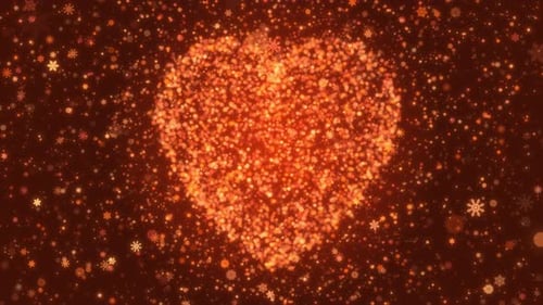 Golden Heart-Shaped Snowflakes. Festive Christmas and New Year Background.