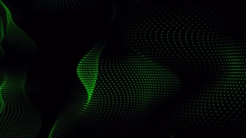 Abstract Green Digital Particle Wave Background