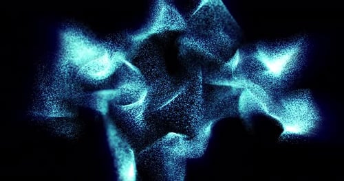 Abstract Glowing Blue Particle Fluid Loop Background