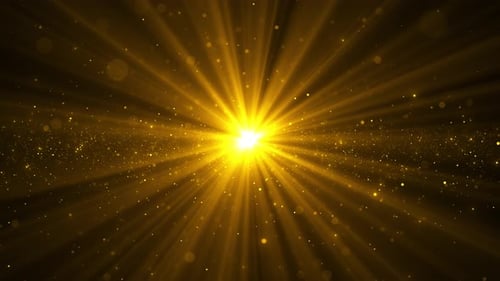 Radiant Golden Light Rays with Sparkling Particles