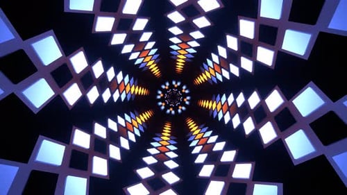 Fond de tunnel de mouvement en néon orange et bleu clair en forme de losange Vj Loop en 4K