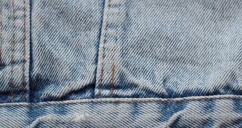 Detailed Close-Up of Blue Denim Fabric Texture
