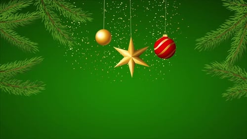 Christmas Holiday Ornaments with Glitter Background Animation