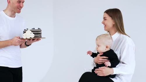 Happy Family Celebrates Baby's Eighth Month Birthday