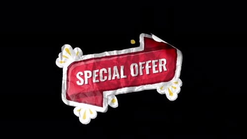 Animated Crumpled Paper Special Offer Arrow Label