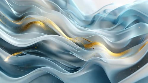 Fließendes, hellblaues Gewebe mit goldenen Akzenten