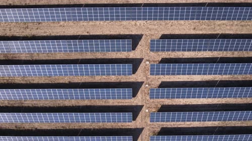 Aerial Birds Eye View of Solar Panels