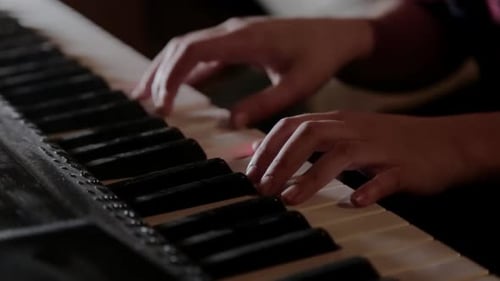 Hands Playing Piano Keyboard Musical Instrument
