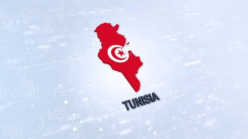 3D Tunisia Map Animation with Flag Overlay