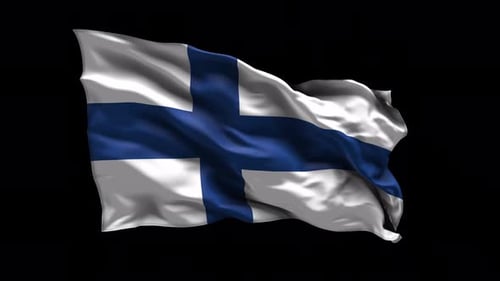 Waving Finland Flag Animation with Alpha Channel