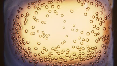 Rising Bubbles Fill Glass With Grainy Backdrop