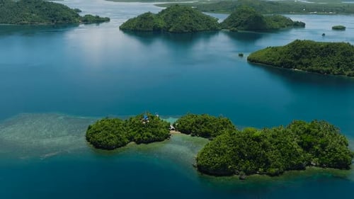 Drone View of Tropical Island with Resort Philippines