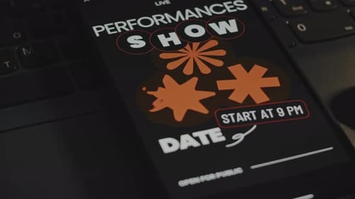 Live Performances Event Show Date Dedicated to Live Performances Graphic Presentation on Smartphone