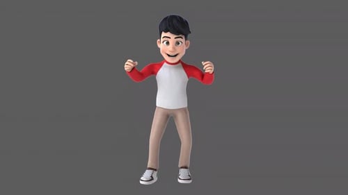 Animated 3D Boy Character Performing Energetic Actions
