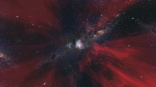 Le tunnel interstellaire rouge traverse l'espace à la vitesse de la lumière