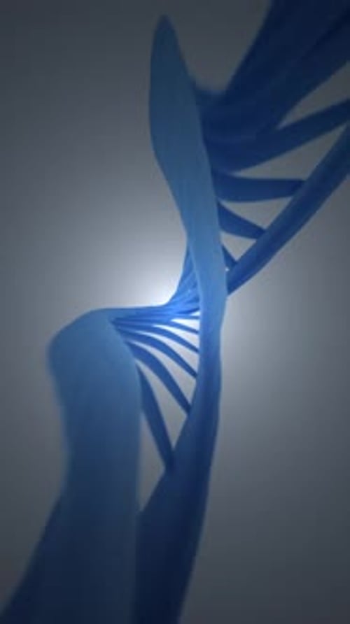 Animated DNA Double Helix Rotation in Blue Digital Style