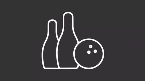 Weiße Ikone für animierte Bowlingausrüstung