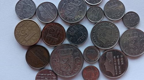 Collection of Old Coins Close Up Shot