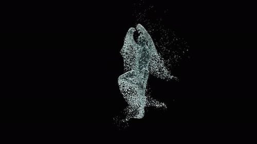 Animated Fluid Human Figure of Water Particles