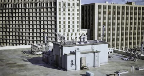 Urban Rooftop View Showcasing Architecture and Urban Equipment in Daylight