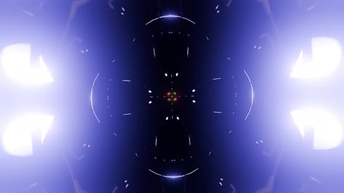 Luz de néon pulsante com formas geométricas rotativas em um loop VJ sem costura