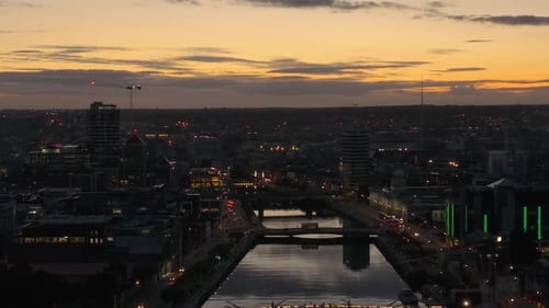 Stunning Sunset Colours at River Liffey 11- 4K Cinematic Drone Footage - Co.Dublin - Ireland
