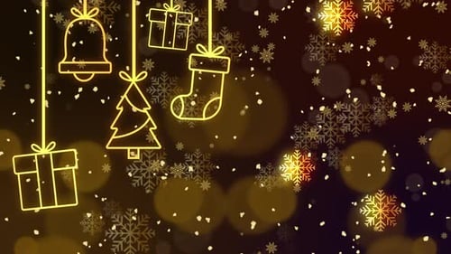 Animated Glowing Christmas Ornaments and Snowflakes Background