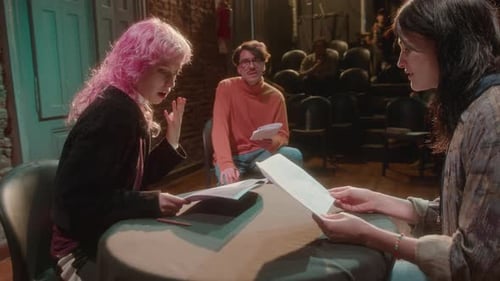 Two Young Actresses Having Rehearsal with Theater Director