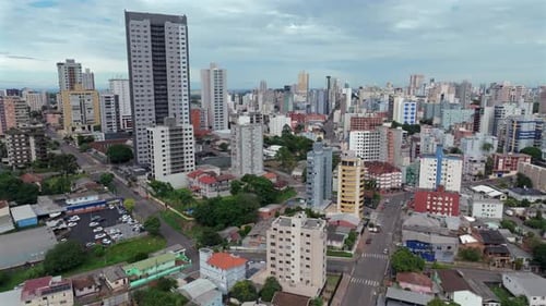 Panoramic aerial of Passo Fundo downtown and skyline in southern Brazil