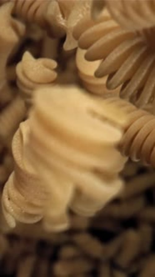 Fusili Pasta Falls Down Filmed on a Highspeed Camera at 1000 Fps