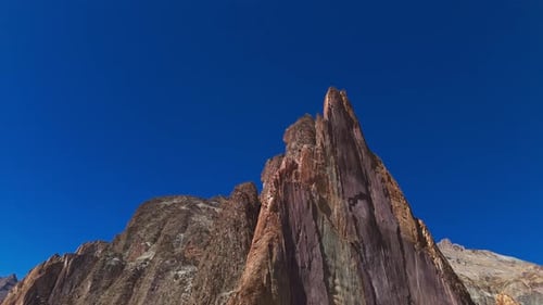 Peak of Sharp Mountain Wall on Drone View