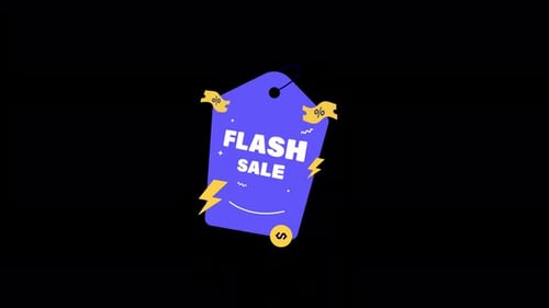 Animated Flash Sale Price Tag with Discount Icons